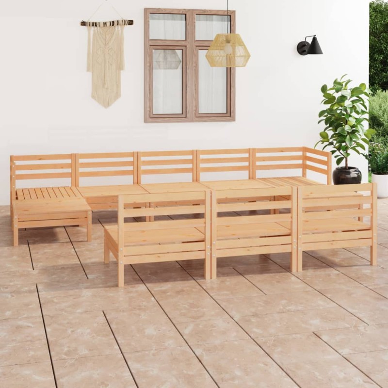 vidaXL Juego de muebles de jardín 10 piezas madera maciza de pino vidaXL Juego de muebles de jardín 10 piezas madera maciza de pino