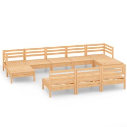 vidaXL Juego de muebles de jardín 10 piezas madera maciza de pino