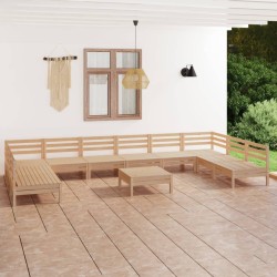 vidaXL Juego de muebles de jardín 11 piezas madera maciza de pino