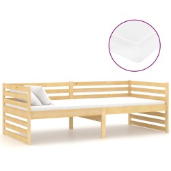 vidaXL Sofá cama con colchón madera de pino maciza 90x200 cm