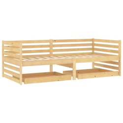 vidaXL Sofá cama con cajones madera de pino maciza 90x200 cm