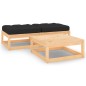 vidaXL Juego de muebles de jardín 3 pzas y cojines madera maciza pino vidaXL Juego de muebles de jardín 3 pzas y cojines madera maciza pino