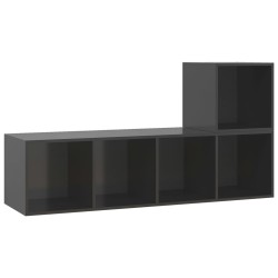 vidaXL Muebles de salón 2 piezas madera de ingeniería gris brillo