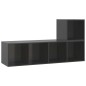 vidaXL Muebles de salón 2 piezas madera de ingeniería gris brillo vidaXL Muebles de salón 2 piezas madera de ingeniería gris brillo