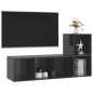 vidaXL Muebles de salón 2 piezas madera de ingeniería gris brillo vidaXL Muebles de salón 2 piezas madera de ingeniería gris brillo
