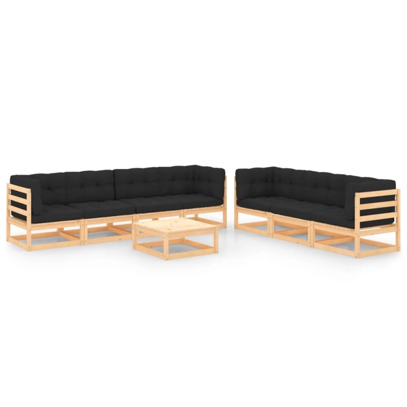 vidaXL Muebles de jardín 8 pzas y cojines madera maciza pino vidaXL Muebles de jardín 8 pzas y cojines madera maciza pino