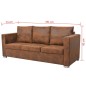 vidaXl Sofa de 3 plazas 191x73x82 cm piel de ante artificial vidaXl Sofa de 3 plazas 191x73x82 cm piel de ante artificial