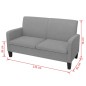 vidaXL Sofá de 2 plazas 135x65x76 cm gris claro vidaXL Sofá de 2 plazas 135x65x76 cm gris claro