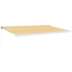 vidaXL Toldo retráctil aluminio y tela amarillo y blanco 5x3 m