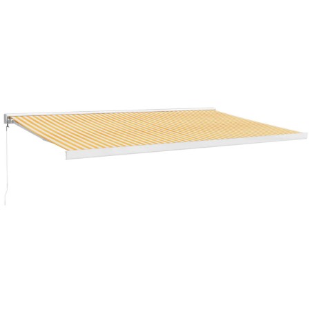 vidaXL Toldo retráctil aluminio y tela amarillo y blanco 5x3 m
