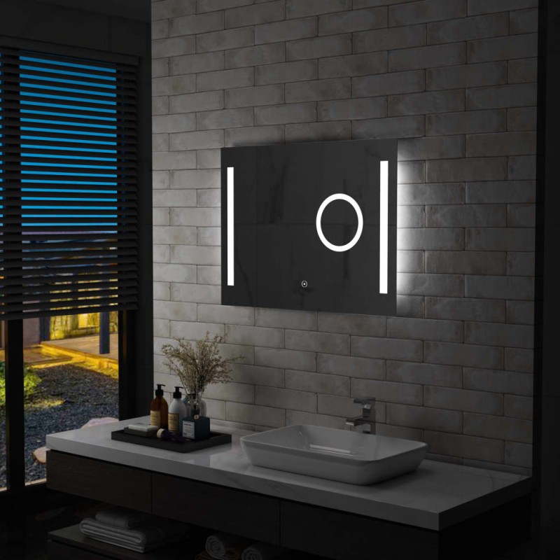 vidaXL Espejo de pared de baño con LED y sensor táctil 80x60 cm vidaXL Espejo de pared de baño con LED y sensor táctil 80x60 cm