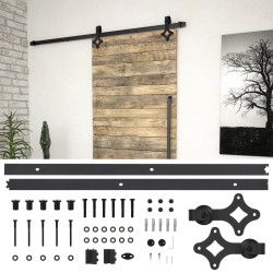 vidaXL Kit de herrajes para puertas correderas SKIEN acero negro 183cm
