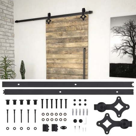 vidaXL Kit de herrajes para puertas correderas SKIEN acero negro 183cm