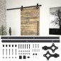 vidaXL Kit de herrajes para puertas correderas SKIEN acero negro 183cm vidaXL Kit de herrajes para puertas correderas SKIEN acero negro 183cm