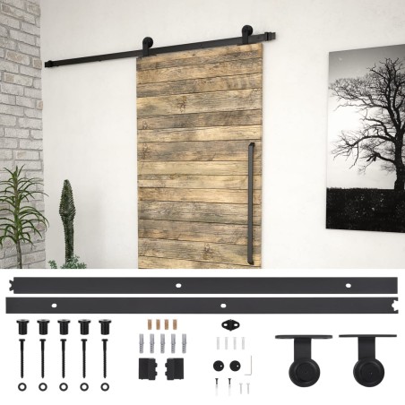 vidaXL Kit de herrajes para puertas correderas SKIEN acero negro 183cm