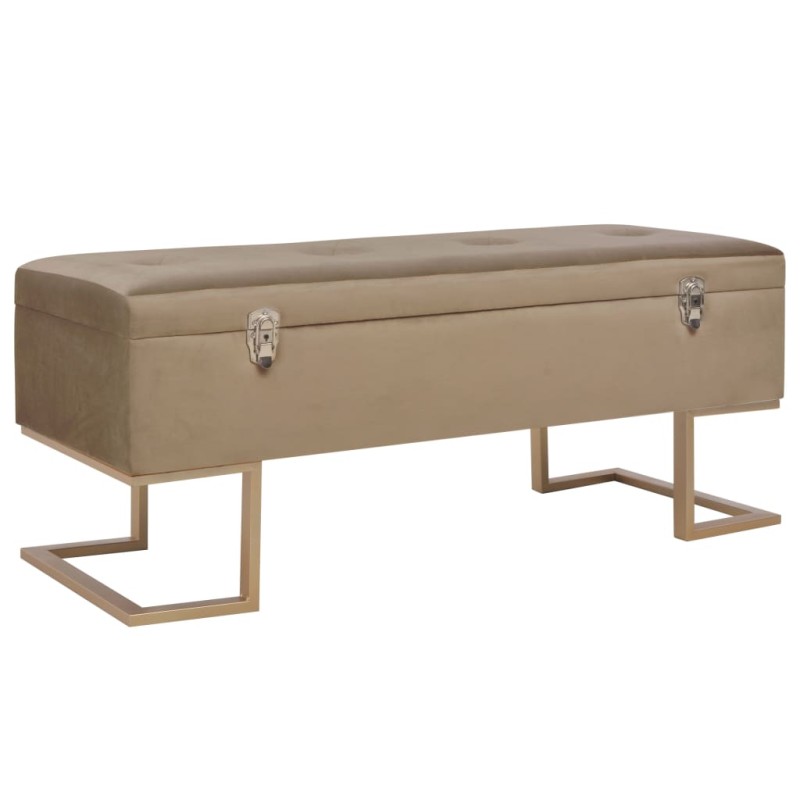 vidaXL Banco con compartimento 105 cm beige de terciopelo vidaXL Banco con compartimento 105 cm beige de terciopelo