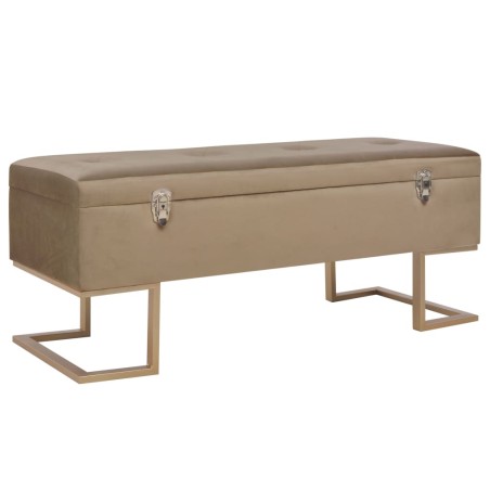 vidaXL Banco con compartimento 105 cm beige de terciopelo