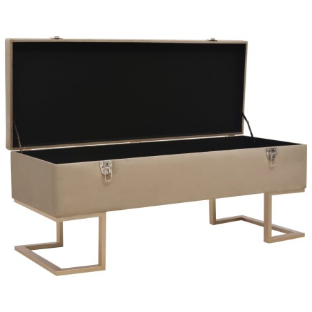 vidaXL Banco con compartimento 105 cm beige de terciopelo