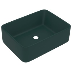vidaXL Lavabo de lujo cerámica verde oscuro mate 41x30x12 cm