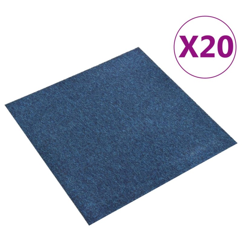 vidaXL Baldosas de suelo de moqueta 20 uds 5 m² 50x50 cm azul oscuro vidaXL Baldosas de suelo de moqueta 20 uds 5 m² 50x50 cm azul oscuro