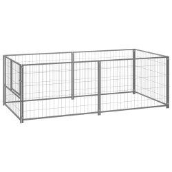 vidaXL Perrera de acero plateado 200x100x70 cm