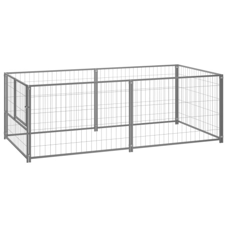 vidaXL Perrera de acero plateado 200x100x70 cm