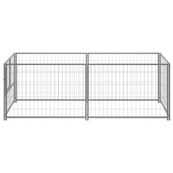 vidaXL Perrera de acero plateado 200x100x70 cm