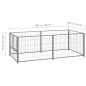 vidaXL Perrera de acero plateado 200x100x70 cm