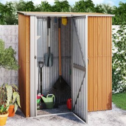 vidaXL Cobertizo jardín acero galvanizado look madera 180,5x97x209,5cm