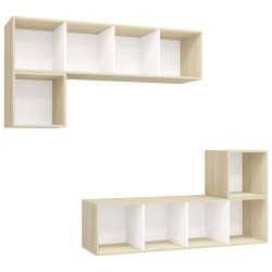 vidaXL Muebles de salón 4 pzas madera ingeniería blanco y roble Sonoma