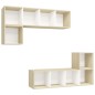 vidaXL Muebles de salón 4 pzas madera ingeniería blanco y roble Sonoma