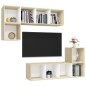 vidaXL Muebles de salón 4 pzas madera ingeniería blanco y roble Sonoma