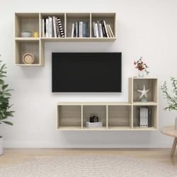 vidaXL Juego de muebles de salón 4 pzas madera ingeniería roble Sonoma