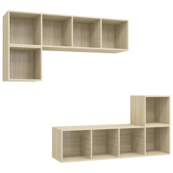 vidaXL Juego de muebles de salón 4 pzas madera ingeniería roble Sonoma