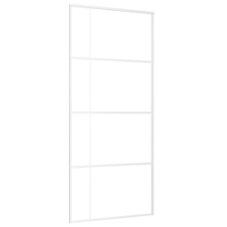 vidaXL Puerta corredera ESG vidrio y aluminio blanca 90x205 cm