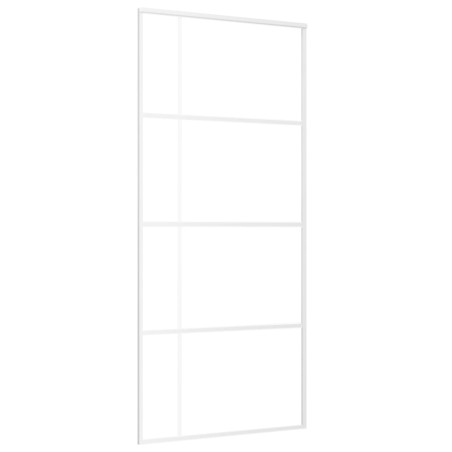 vidaXL Puerta corredera ESG vidrio y aluminio blanca 90x205 cm