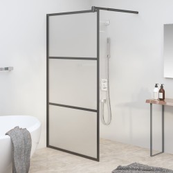 vidaXL Mampara ducha accesible vidrio ESG esmerilado negro 115x195 cm