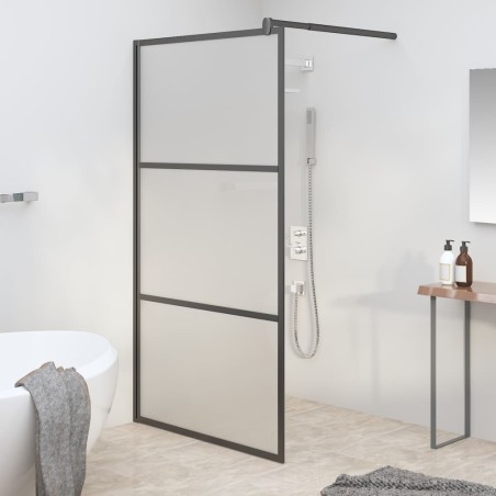 vidaXL Mampara ducha accesible vidrio ESG esmerilado negro 115x195 cm