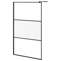vidaXL Mampara ducha accesible vidrio ESG esmerilado negro 115x195 cm