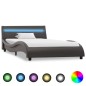 vidaXL Estructura de cama con LED de cuero sintético gris 90x200 cm vidaXL Estructura de cama con LED de cuero sintético gris 90x200 cm