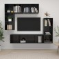 vidaXL Muebles de salón 4 piezas madera de ingeniería negro brillo
