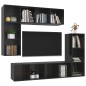 vidaXL Muebles de salón 4 piezas madera de ingeniería negro brillo