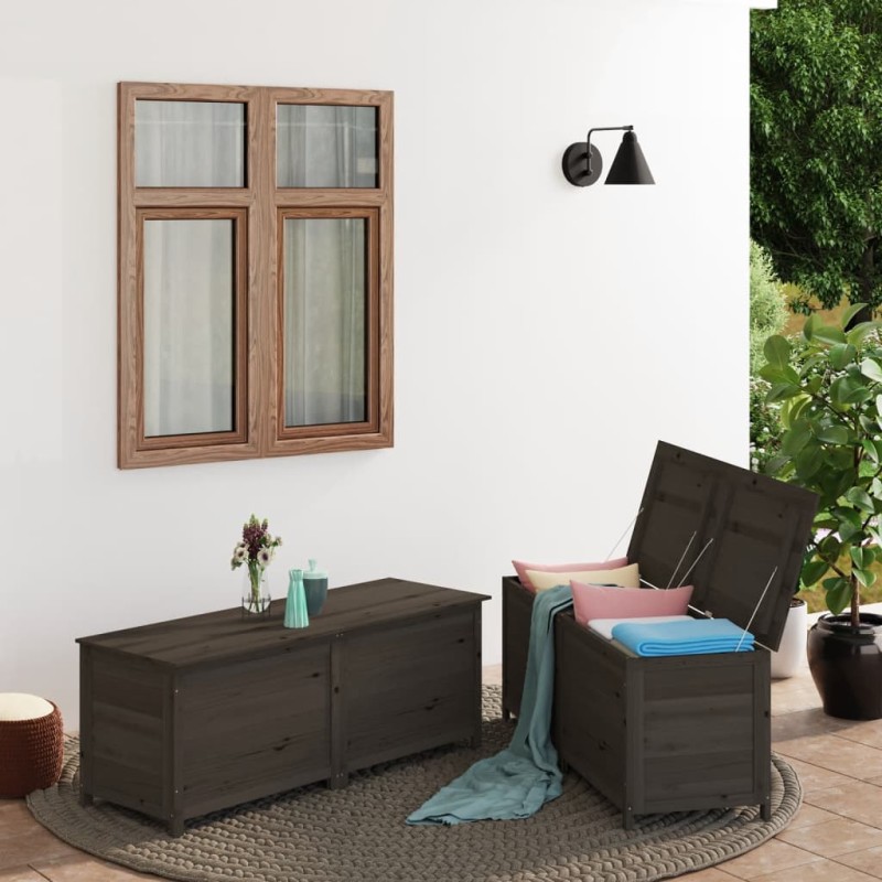 vidaXL Baúl para cojines de jardín madera abeto antracita 200x50x56 cm vidaXL Baúl para cojines de jardín madera abeto antracita 200x50x56 cm