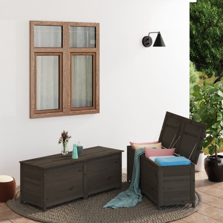 vidaXL Baúl para cojines de jardín madera abeto antracita 200x50x56 cm