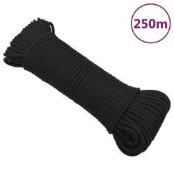 vidaXL Cuerda de barco polipropileno negro intenso 3 mm 250 m
