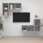 vidaXL Muebles de salón de pared 4 pzs madera ingeniería gris hormigón