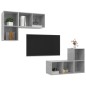 vidaXL Muebles de salón de pared 4 pzs madera ingeniería gris hormigón