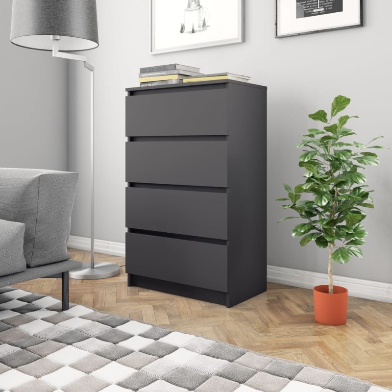 vidaXL Aparador de madera contrachapada gris 60x35x98,5 cm