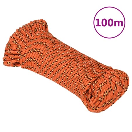 vidaXL Cuerda de barco polipropileno naranja 4 mm 100 m