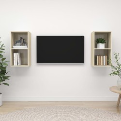 vidaXL Muebles de salón de pared 2 pzas madera ingeniería roble Sonoma